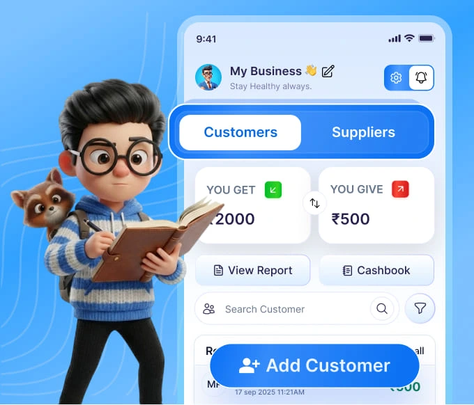 Track sales expenses and profits using Khata Vyapar business dashboard